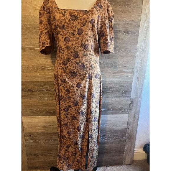 Vintage Paris Sport Club Floral Short Sleeve Maxi Dress Size S Women Cottagecore - Picture 1 of 7